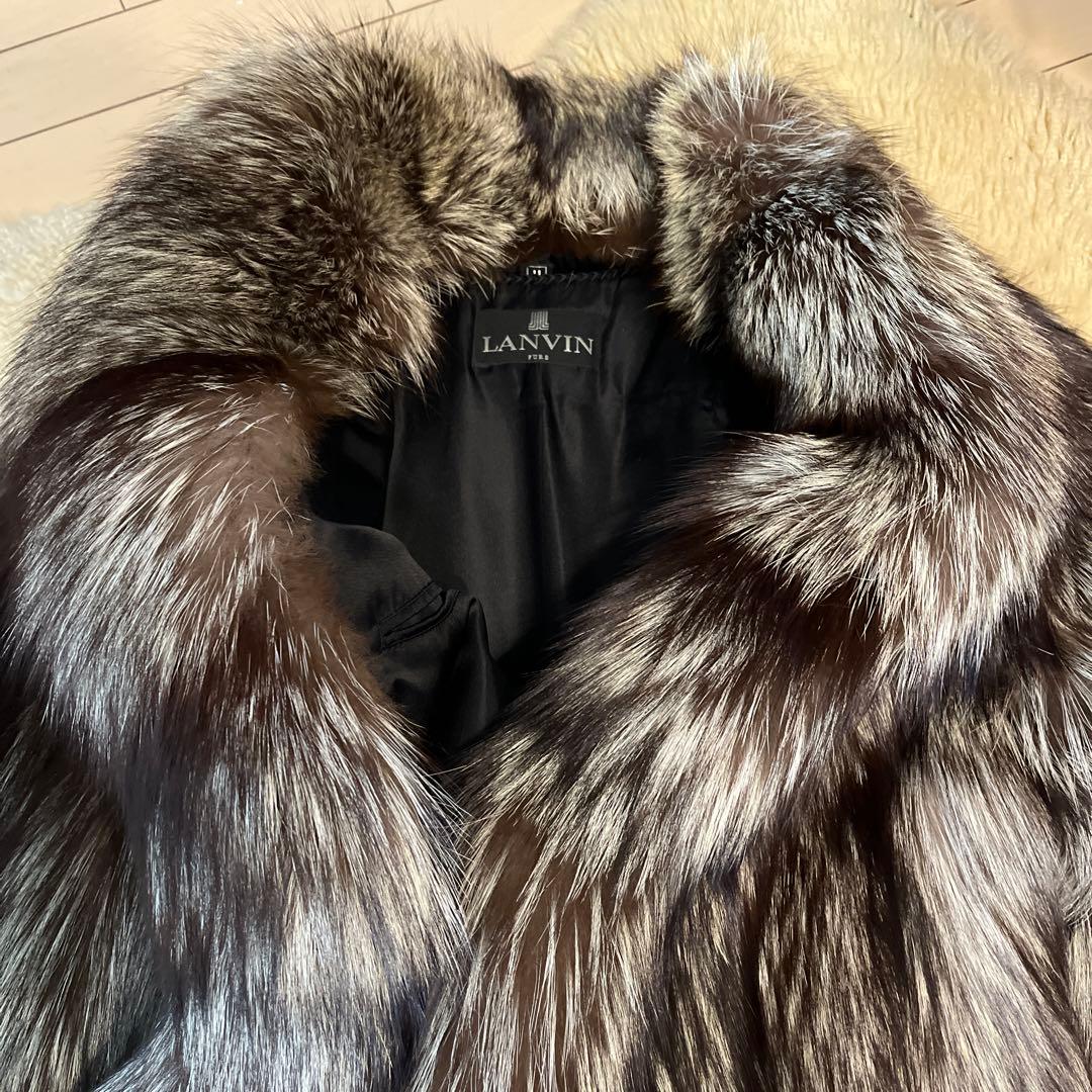 ランビン　LANVIN シルバーフォックス　リアルファーコート　SAGA FOX