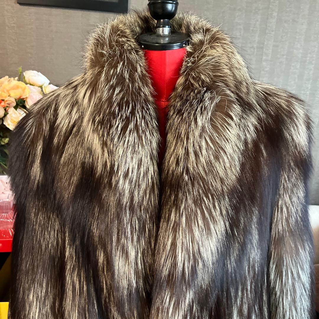 ランビン　LANVIN シルバーフォックス　リアルファーコート　SAGA FOX