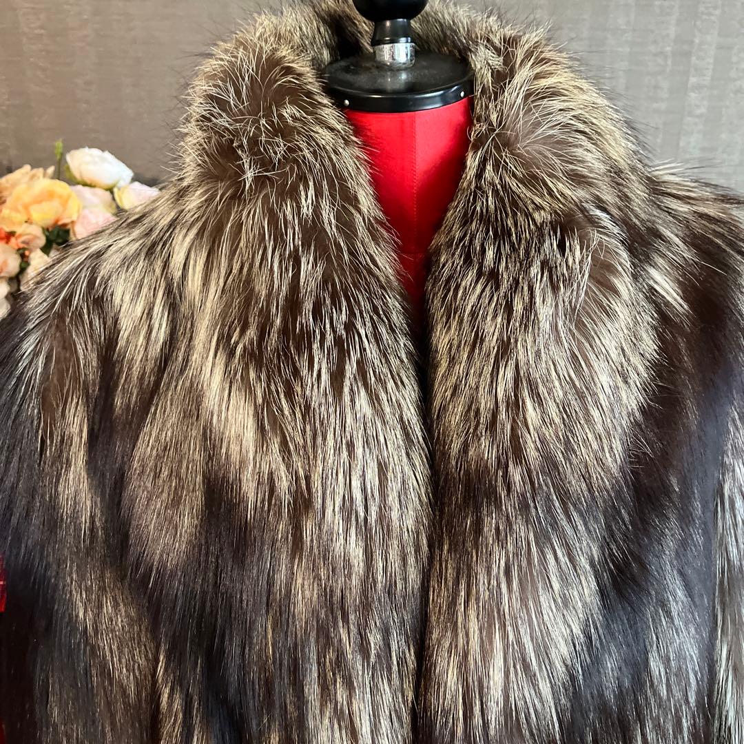 ランビン　LANVIN シルバーフォックス　リアルファーコート　SAGA FOX
