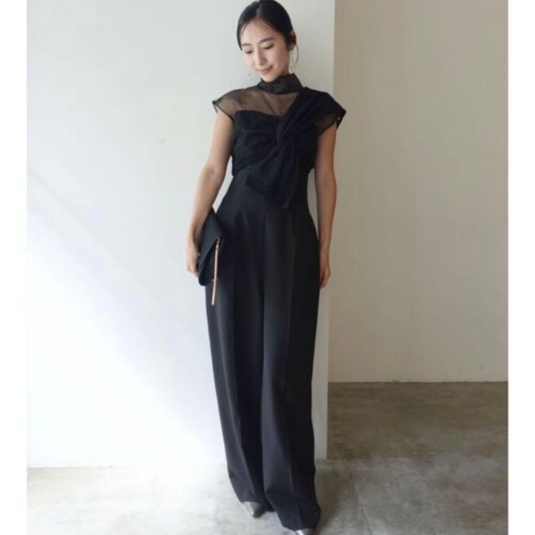 ラグナムーン パンツドレス オールインワン M 異素材ドッキング オケージョン