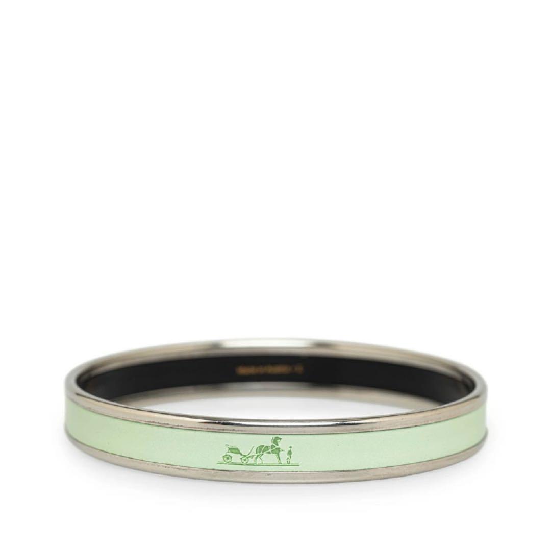 【状態良好】エルメス エマイユPM バングル ミントグリーン 七宝焼 馬車柄