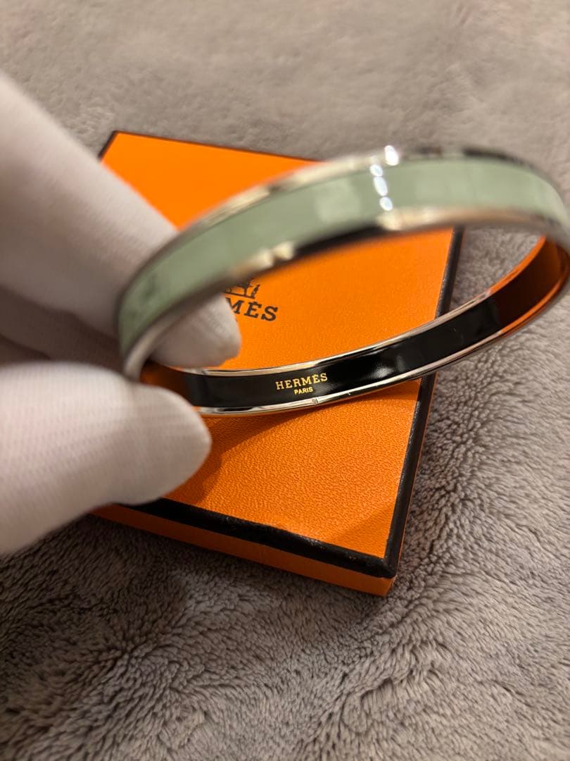 【状態良好】エルメス エマイユPM バングル ミントグリーン 七宝焼 馬車柄