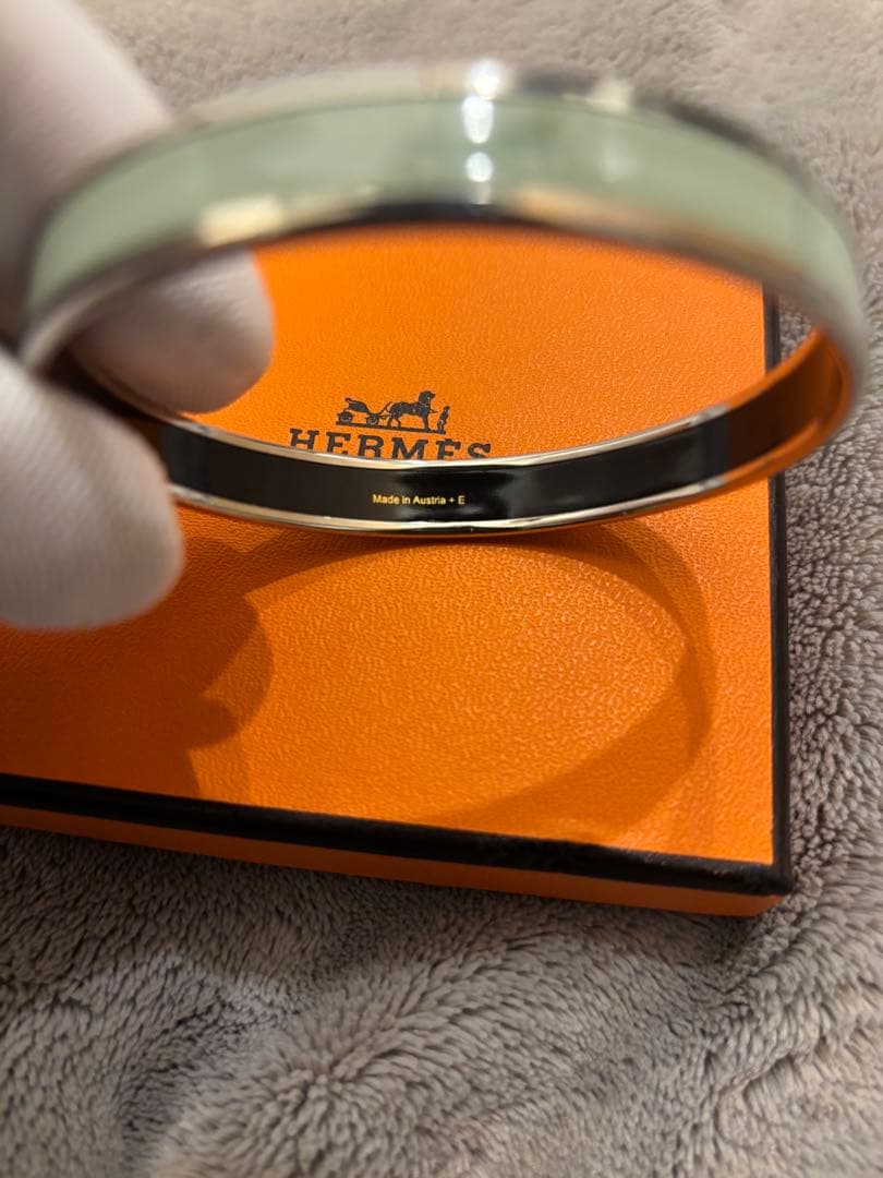 【状態良好】エルメス エマイユPM バングル ミントグリーン 七宝焼 馬車柄