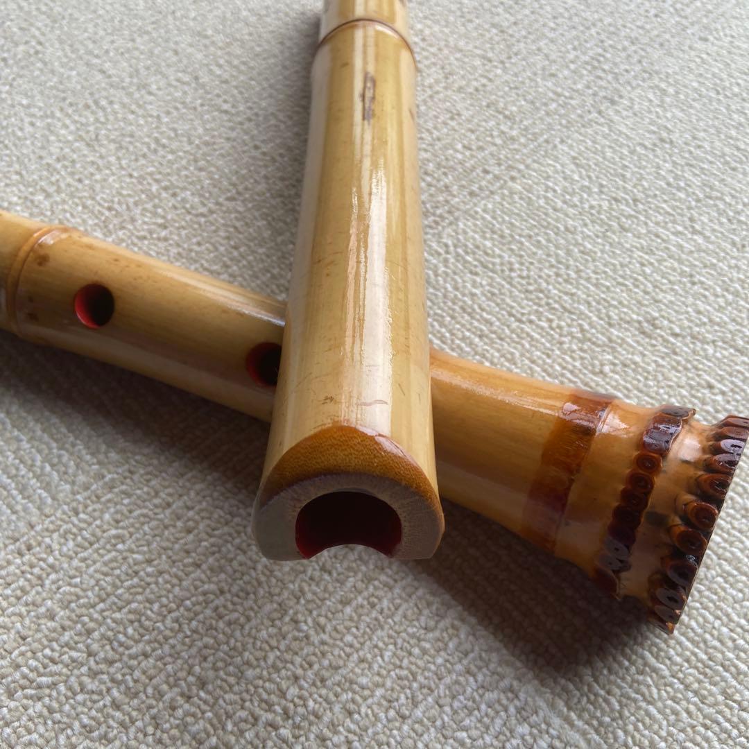 208 ⭐️尺八眞山銘　一尺ハ寸管　眞山銘三印最高級品