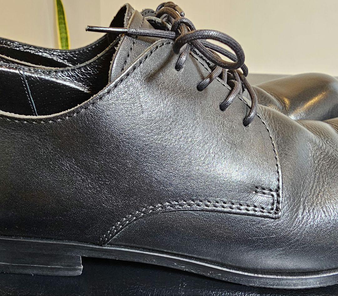 美品 パドローネ ダービー プレーントゥーシューズ 黒 27cm 日本製