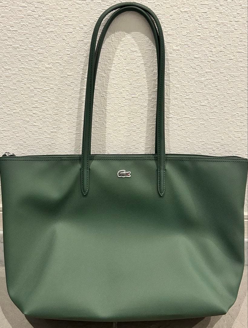 LACOSTE グリーン プチピケ ラージ トートバッグ