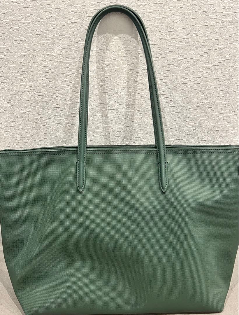 LACOSTE グリーン プチピケ ラージ トートバッグ