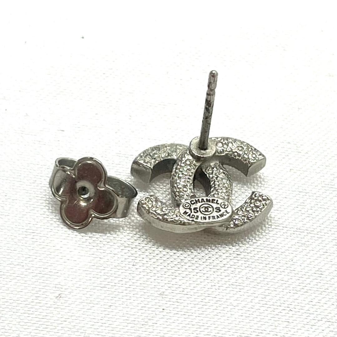 Y601-229 シャネル ココマーク ラインストーン ピアス シルバー 片耳