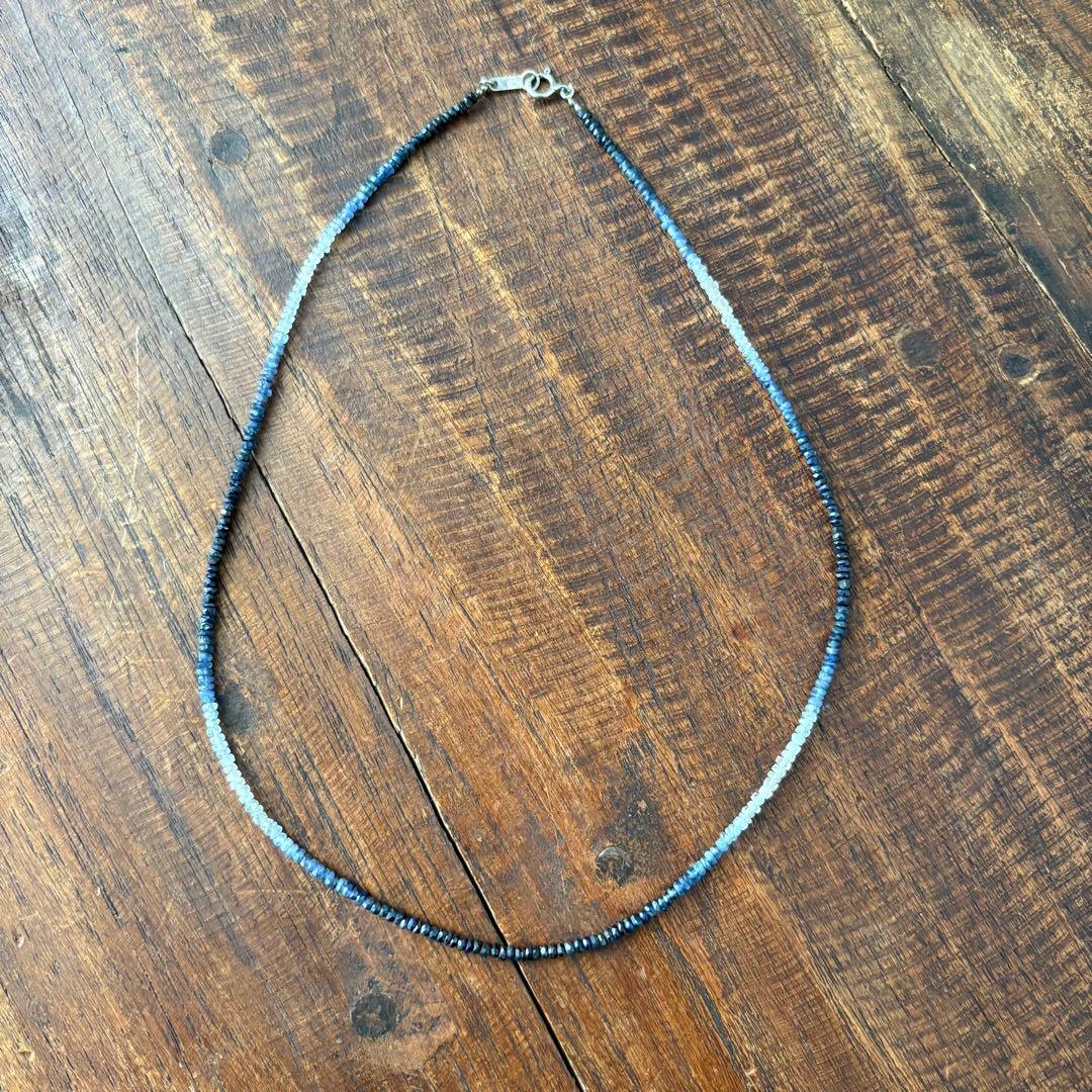 サファイア　ビーズ　ネックレス　グラデーション　silver925