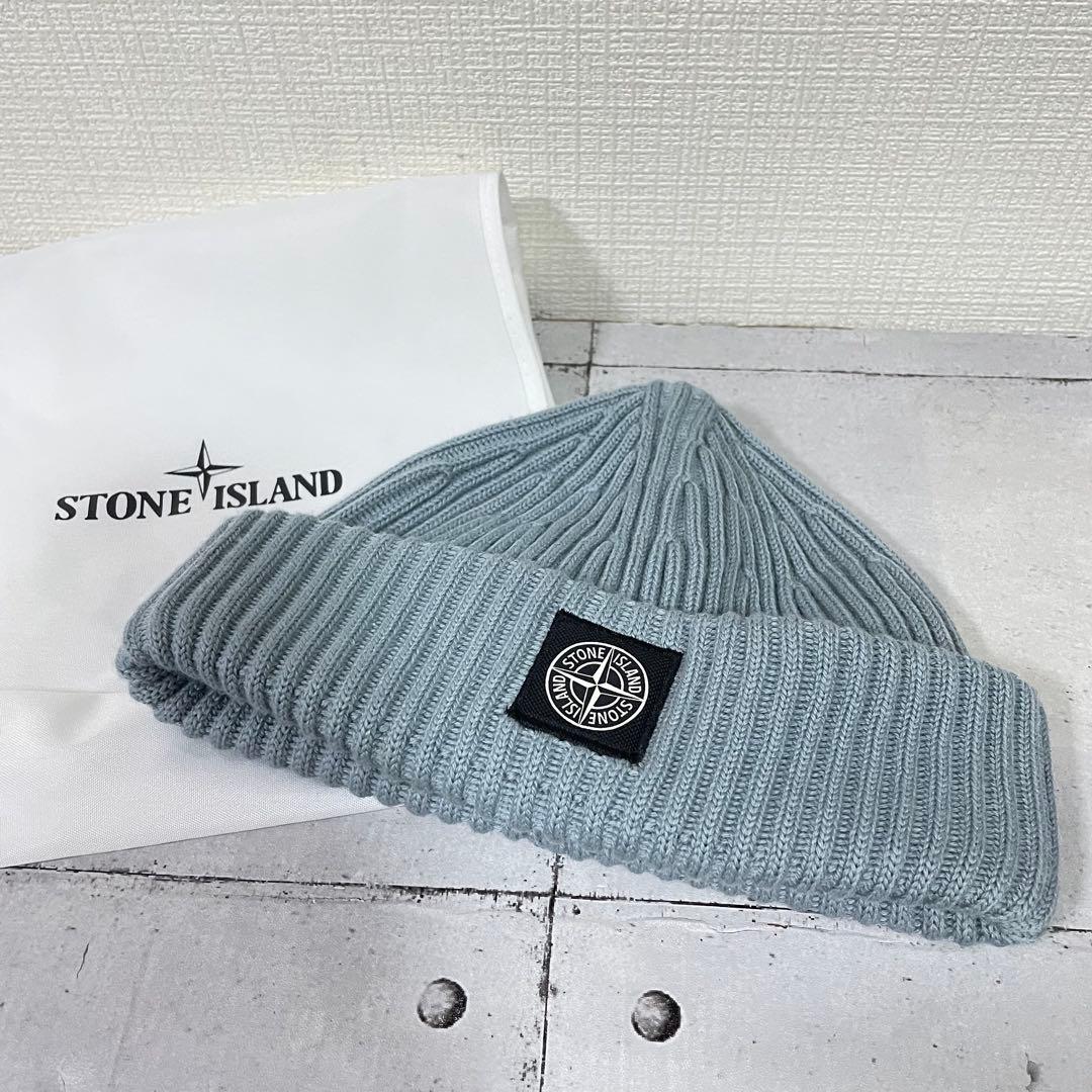 ストーンアイランド　コンパスロゴ　ビーニー ニット　ワッペン　極美品　正規品
