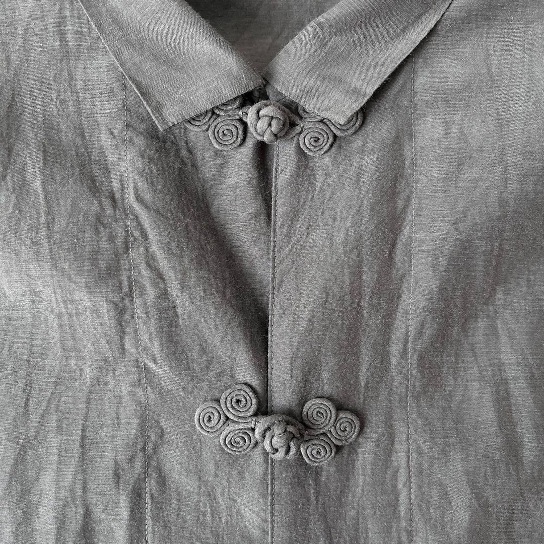 【美品】ヨーガンレール チャイナシャツ チュニック グレー コットンシルク