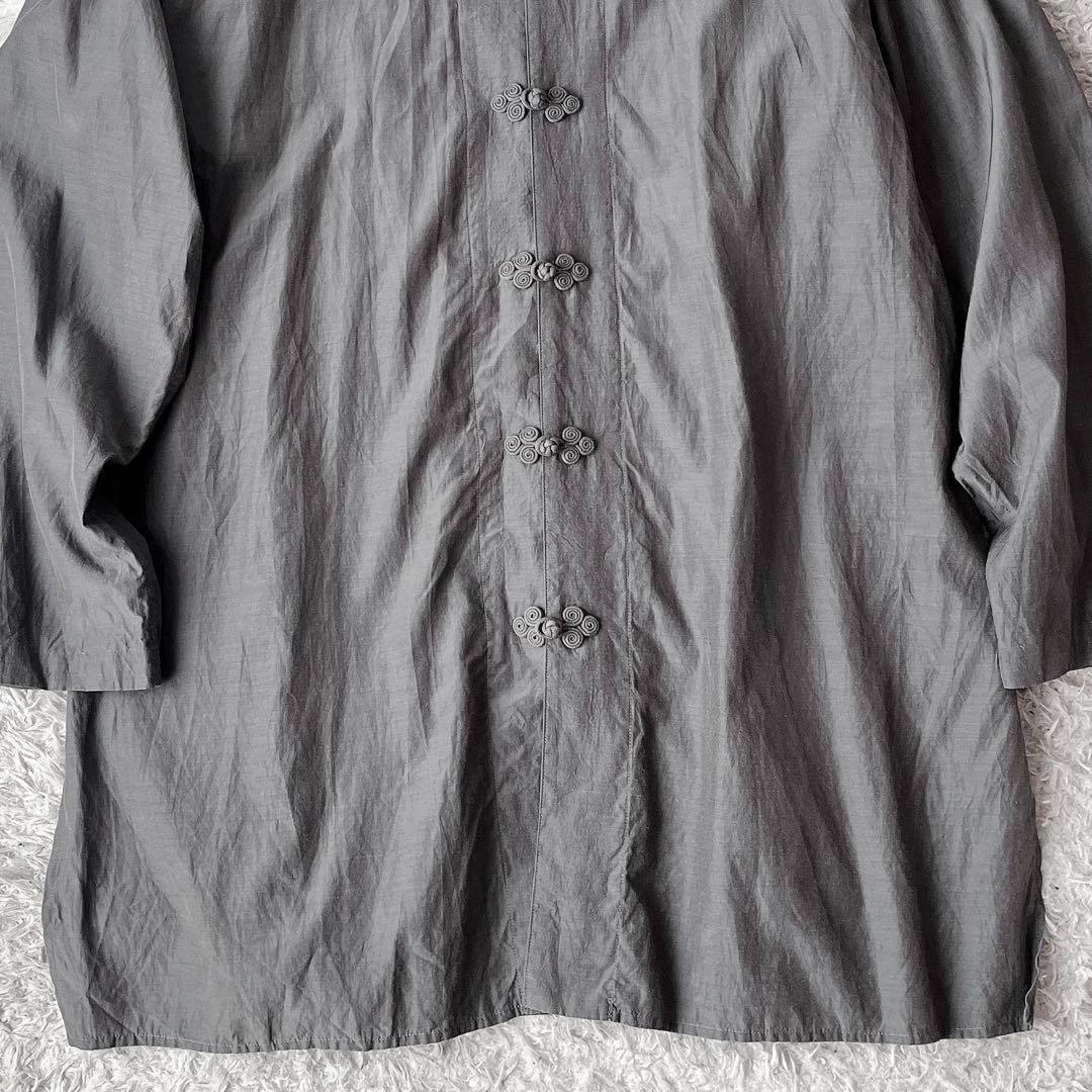 【美品】ヨーガンレール チャイナシャツ チュニック グレー コットンシルク