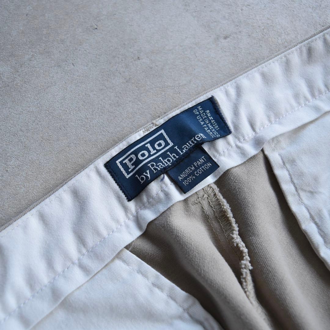 90s ラルフローレン ポロチノ ツータックチノ ベージュUSA W30 L30