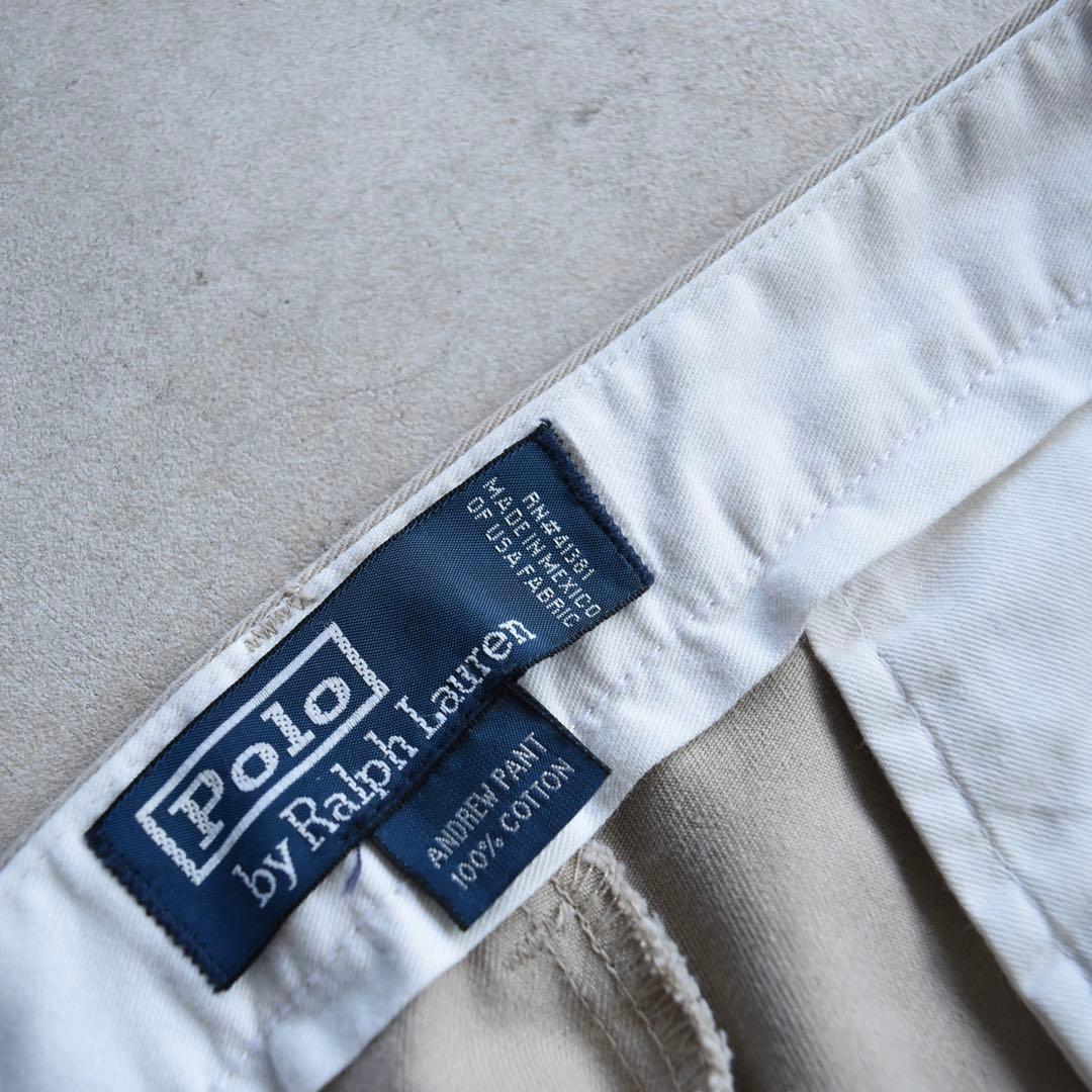 90s ラルフローレン ポロチノ ツータックチノ ベージュUSA W30 L30