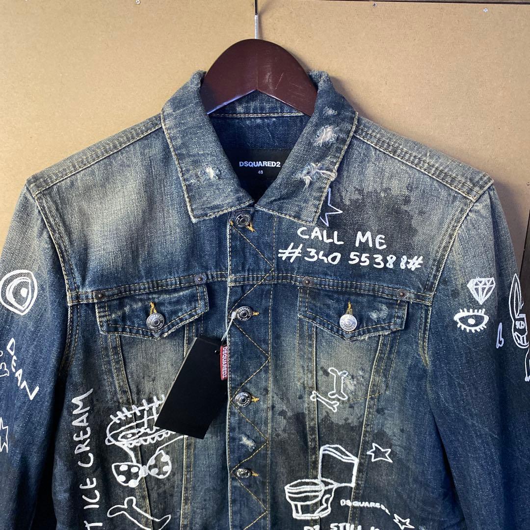 【新品】DSQUARED2 ペイント デニムジャケット 48 Mサイズ