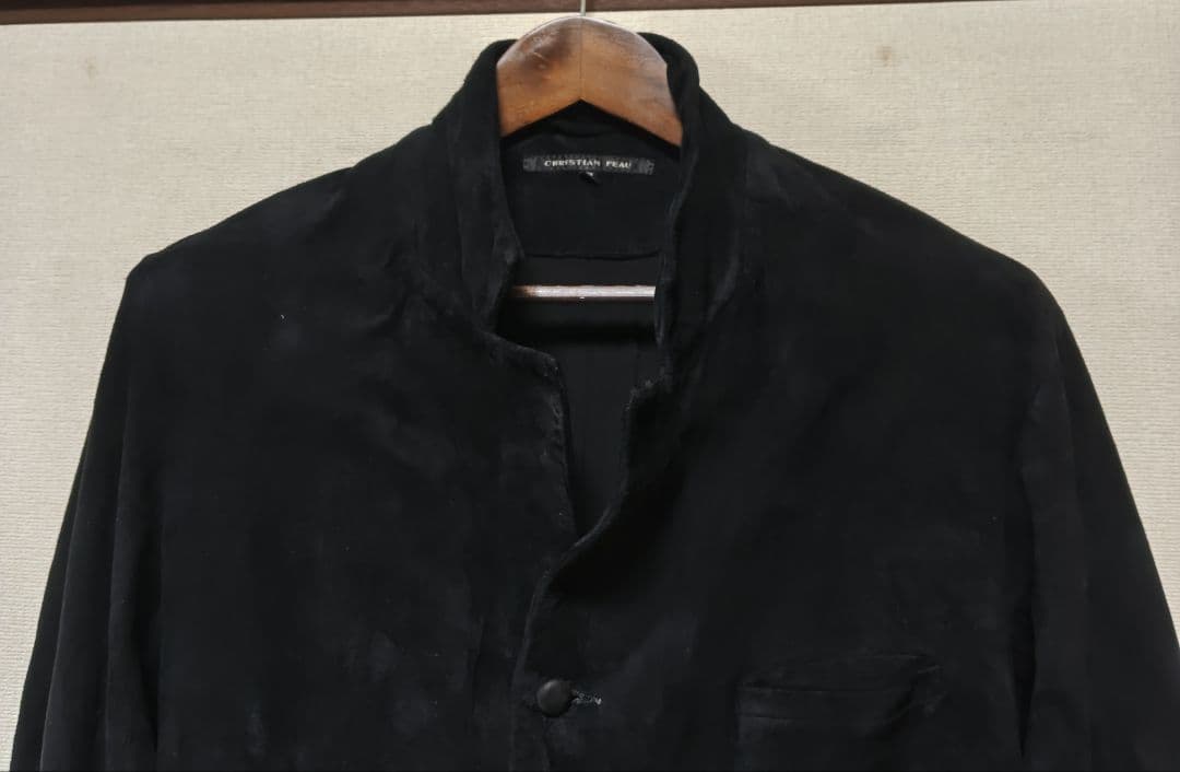 黒 ノーカラー ジャケット ピューター刺繍