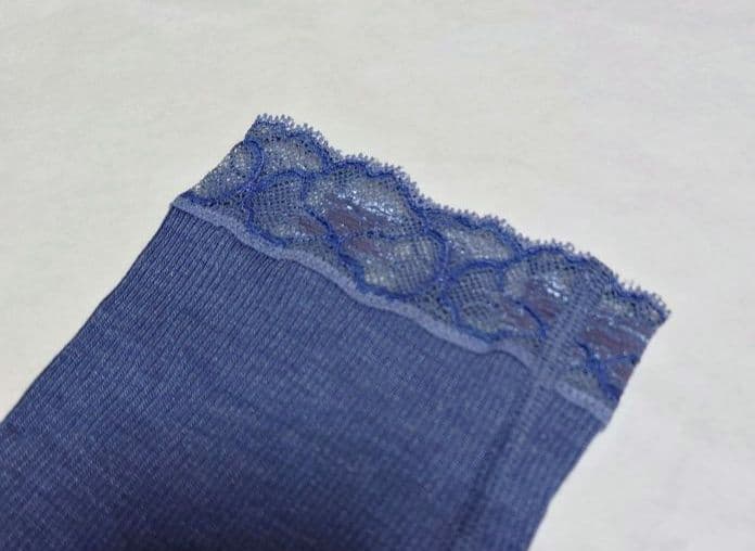 新品タグ付き 高級 ウール シルク レギンス ボトムス ブルー XS