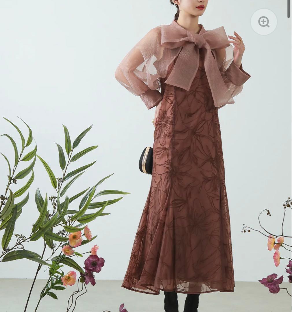 リボンキャミワンピース 2点セットパーティー ドレス 結婚式お呼ばれオケージョン