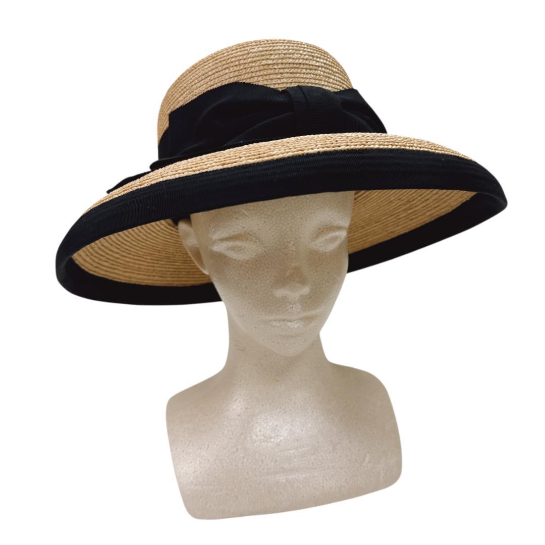 FOXEY BOUTIQUE ストローハット 麦わら帽子 グログランリボン