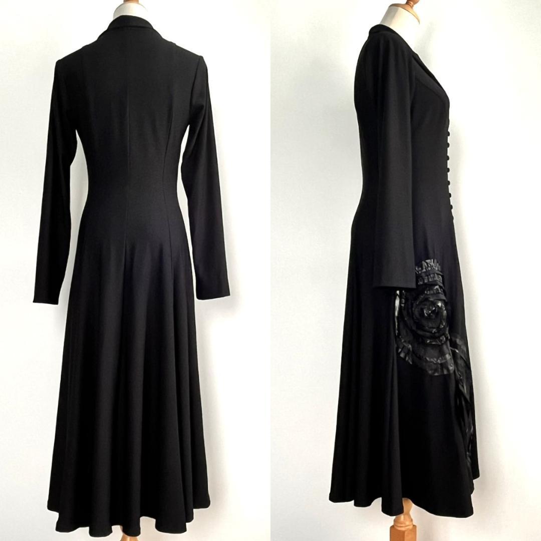 【美品】ROMYDA KETH ロングワンピース 立体花装飾 黒 M-L相当