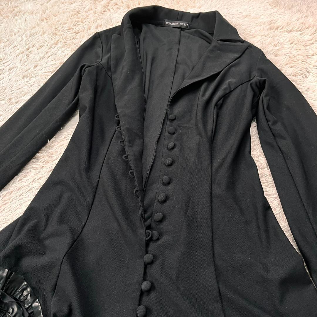 【美品】ROMYDA KETH ロングワンピース 立体花装飾 黒 M-L相当