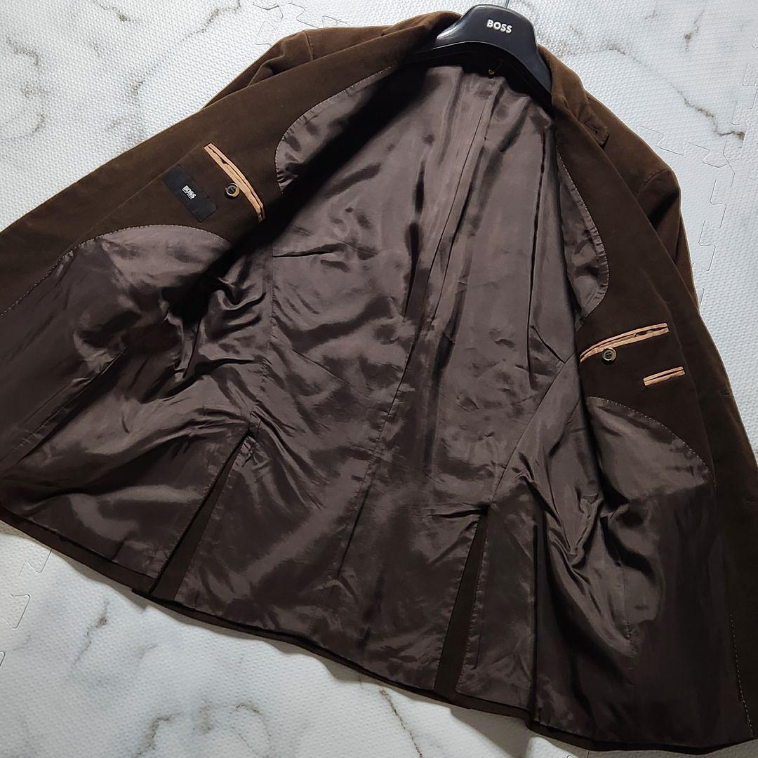 入手困難✨HUGO BOSS テーラードジャケット ラムレザー 切替 ブラウン