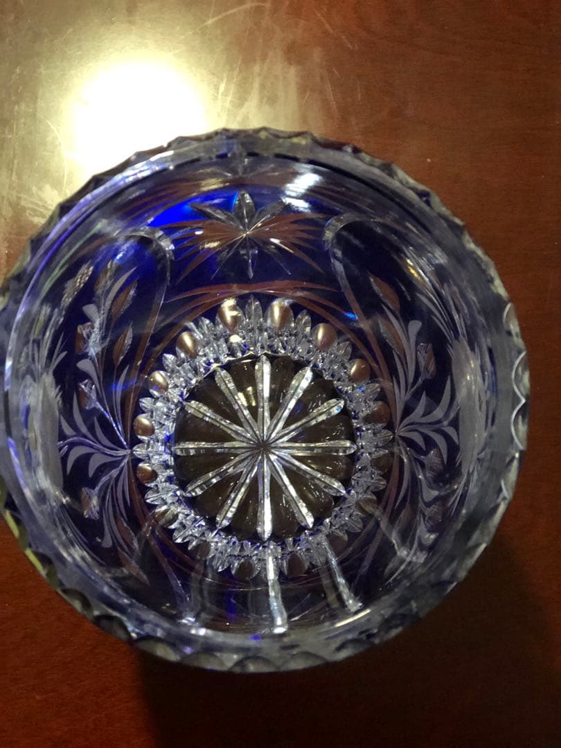 ドレスデンクリスタル　コバルトブルー ガラス花瓶