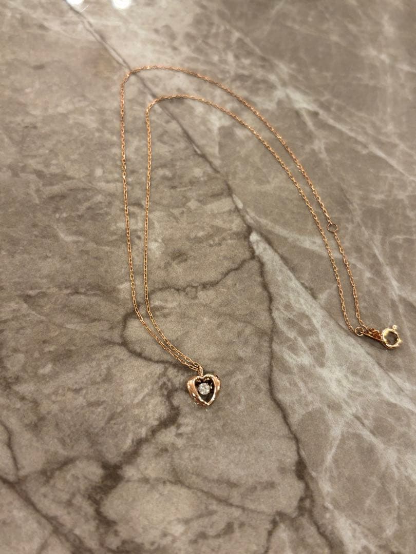 K10ピンクゴールド　0.06カラット　ダイヤモンド　ネックレス