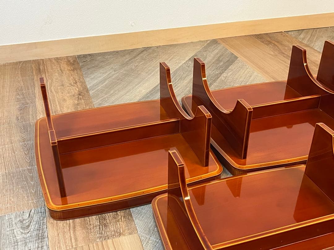 【ほぼ未使用 美品】飛騨 春慶塗 山野草会席膳 5客 共箱 茶懐石