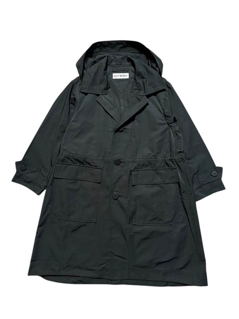 新品同様！イッセイミヤケ スプリングコートジャケット フード取外可能 size1