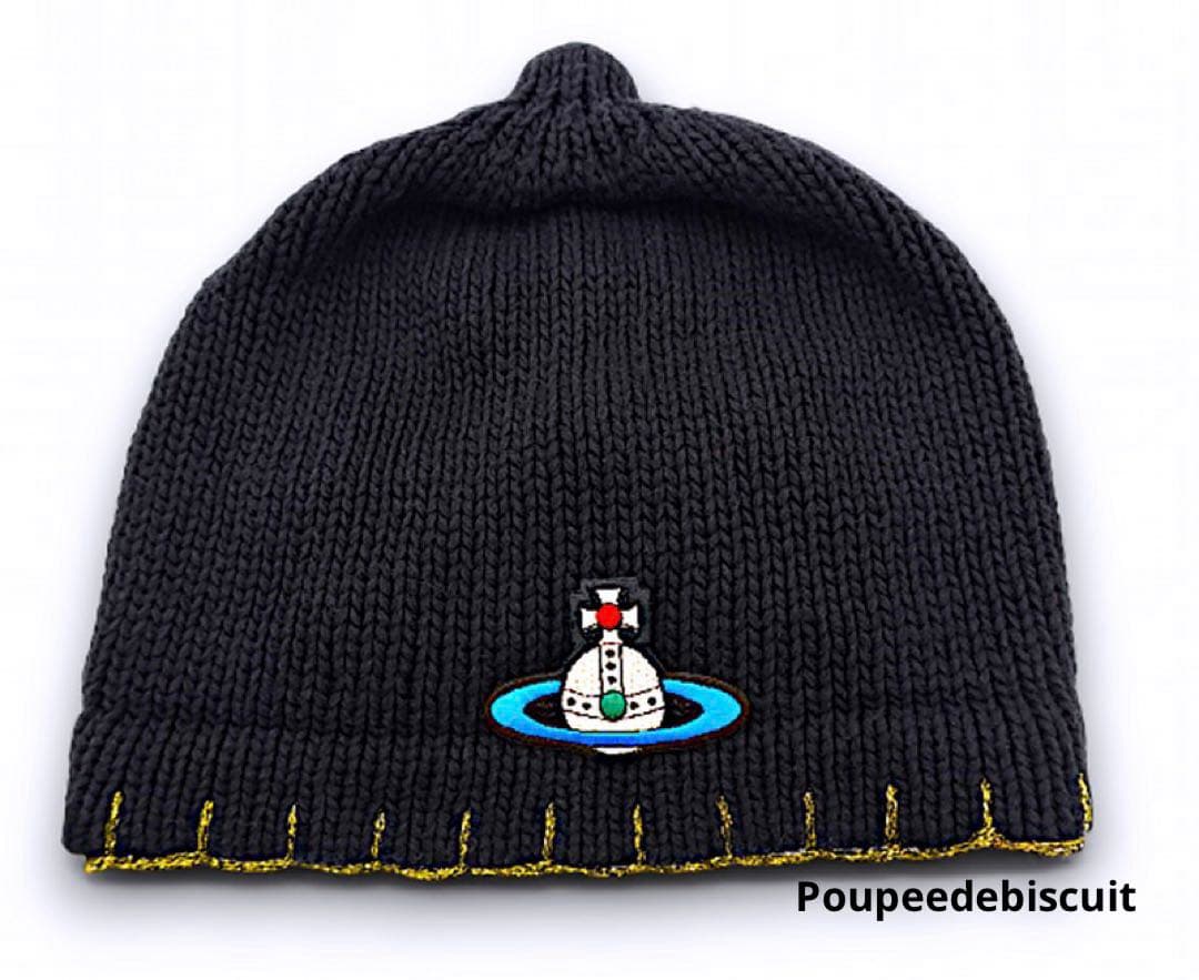 ヴィヴィアンウエストウッド　ニット帽　ビーニー　オーブブローチ付き