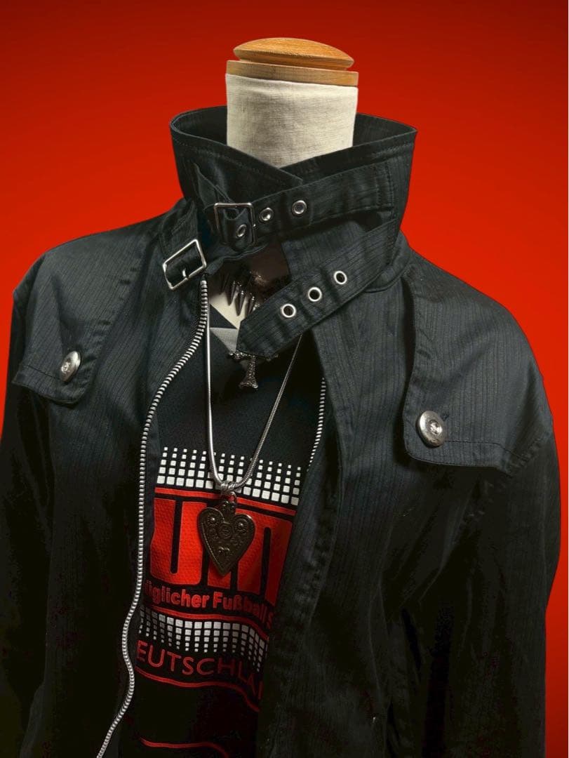 y2k00s当時物　平成ギャルダブルベルトライダース黒ダークコア　ストライプ