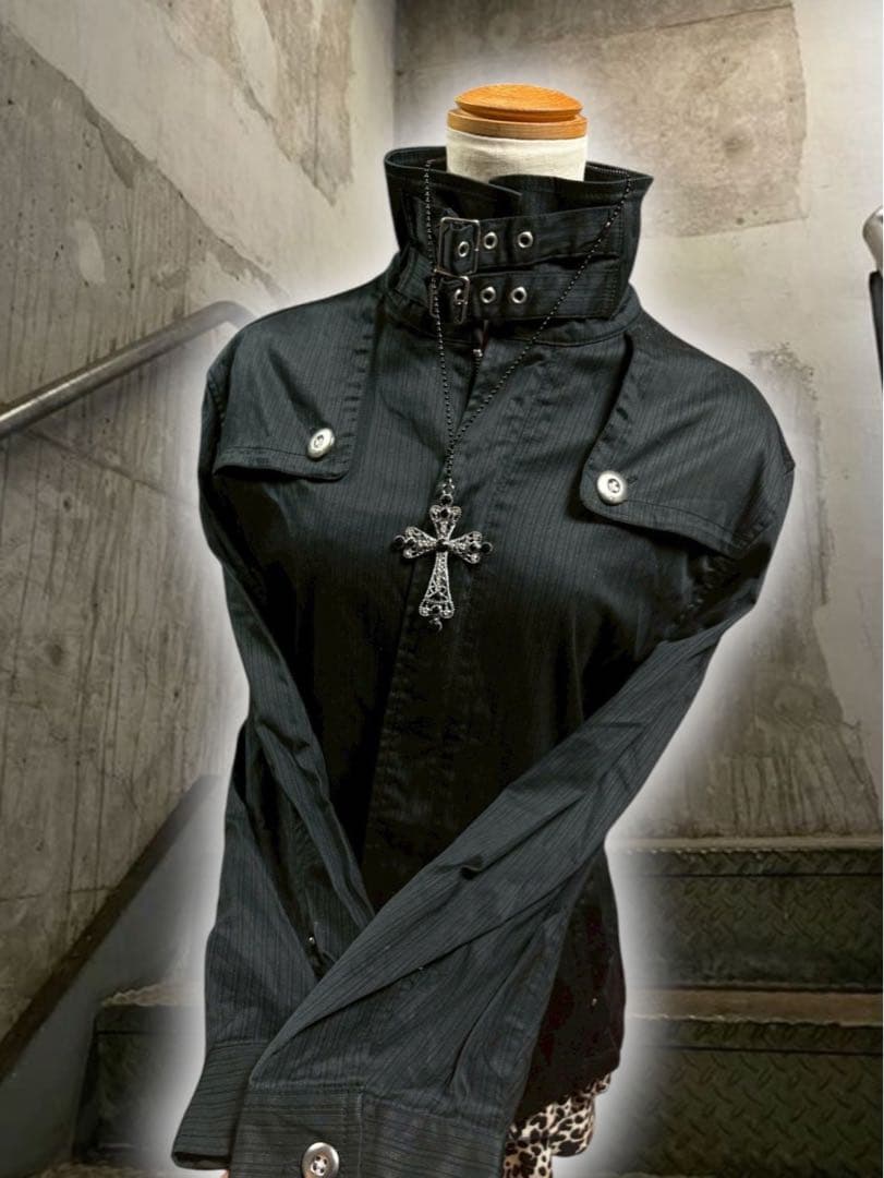 y2k00s当時物　平成ギャルダブルベルトライダース黒ダークコア　ストライプ