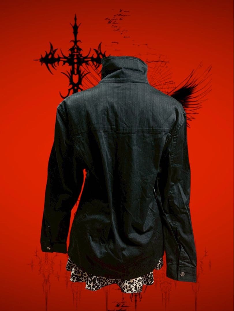 y2k00s当時物　平成ギャルダブルベルトライダース黒ダークコア　ストライプ