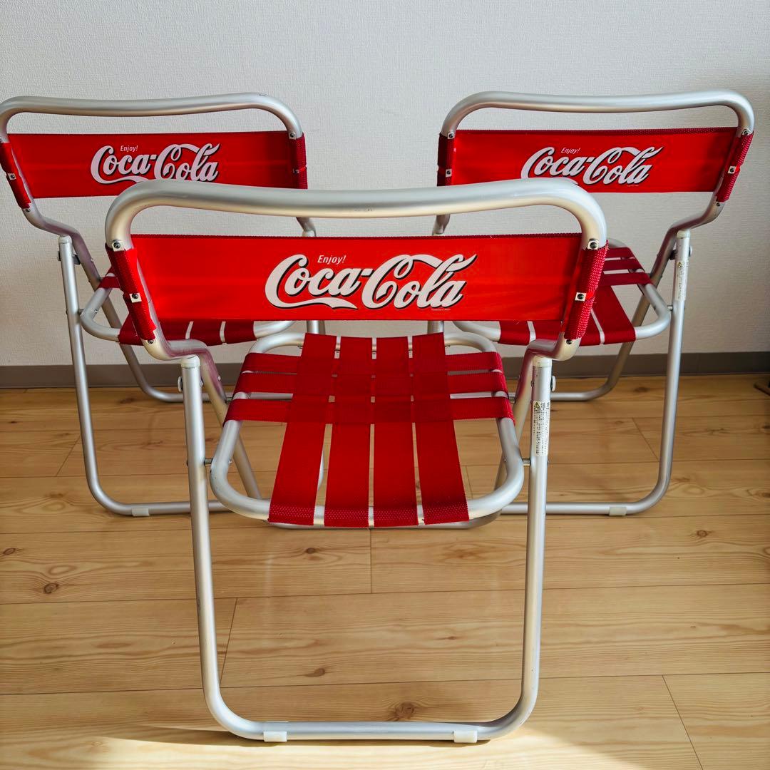 コカコーラ　 折りたたみチェア 赤　パイプイス　ヴィンテージ　3脚セッ