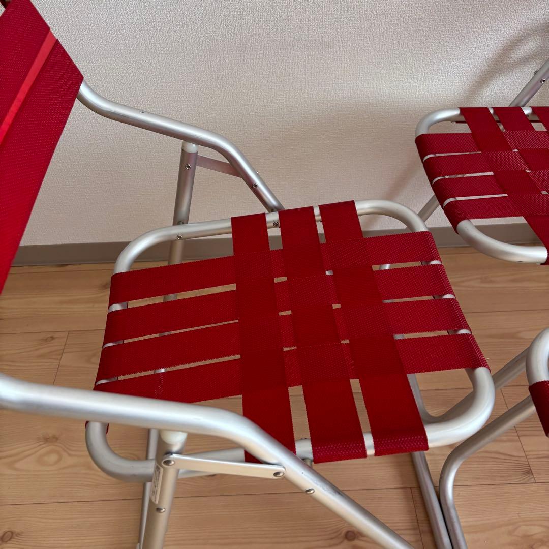 コカコーラ　 折りたたみチェア 赤　パイプイス　ヴィンテージ　3脚セッ