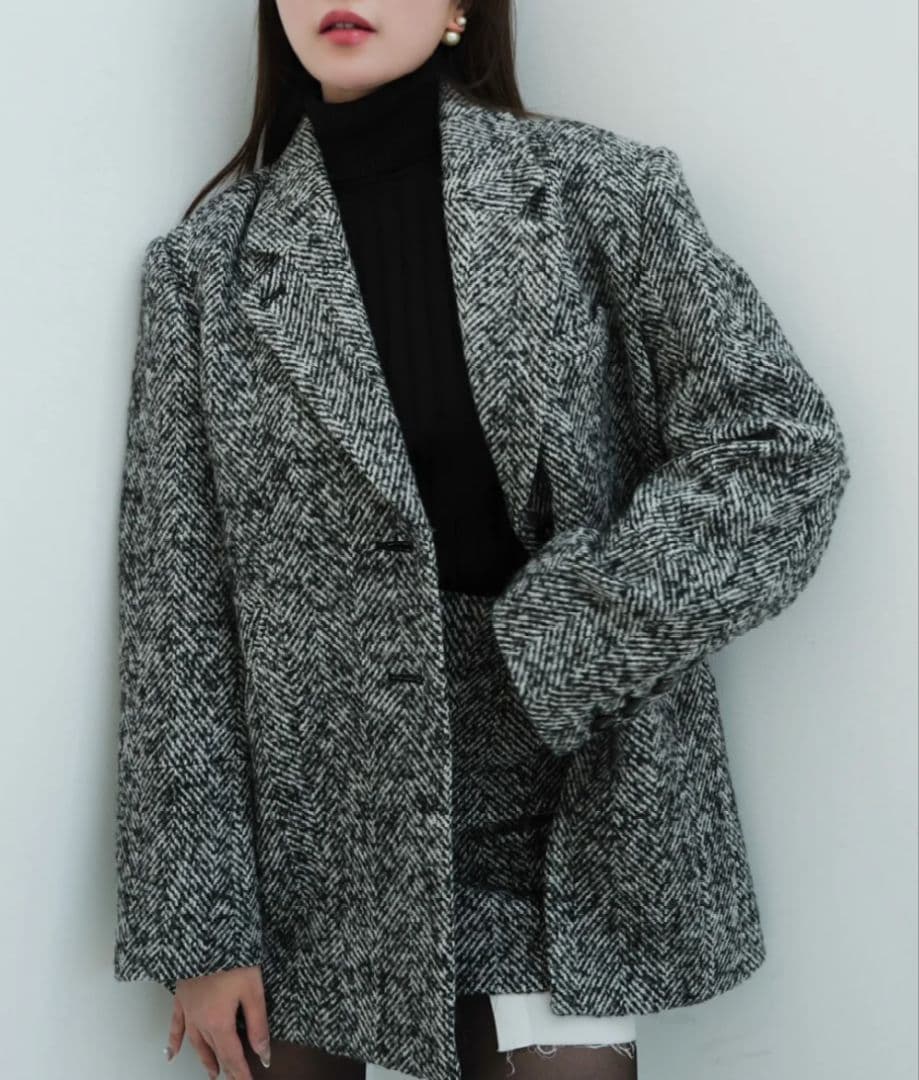 シェリエ sheller ヘリンボーンオーバーサイズジャケット