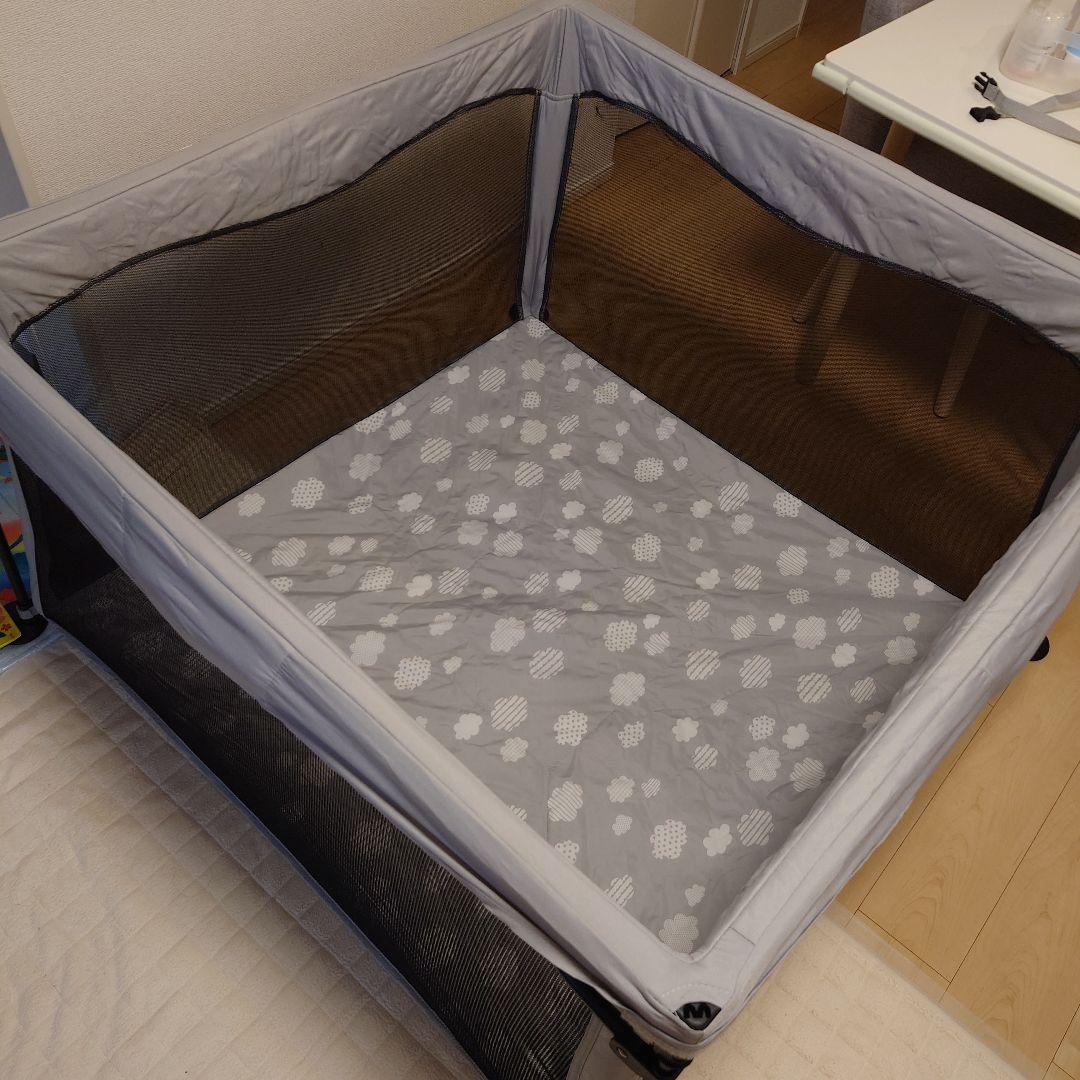 日本育児 洗えて たためる ポータブル ベビーサークル スクエア グレー