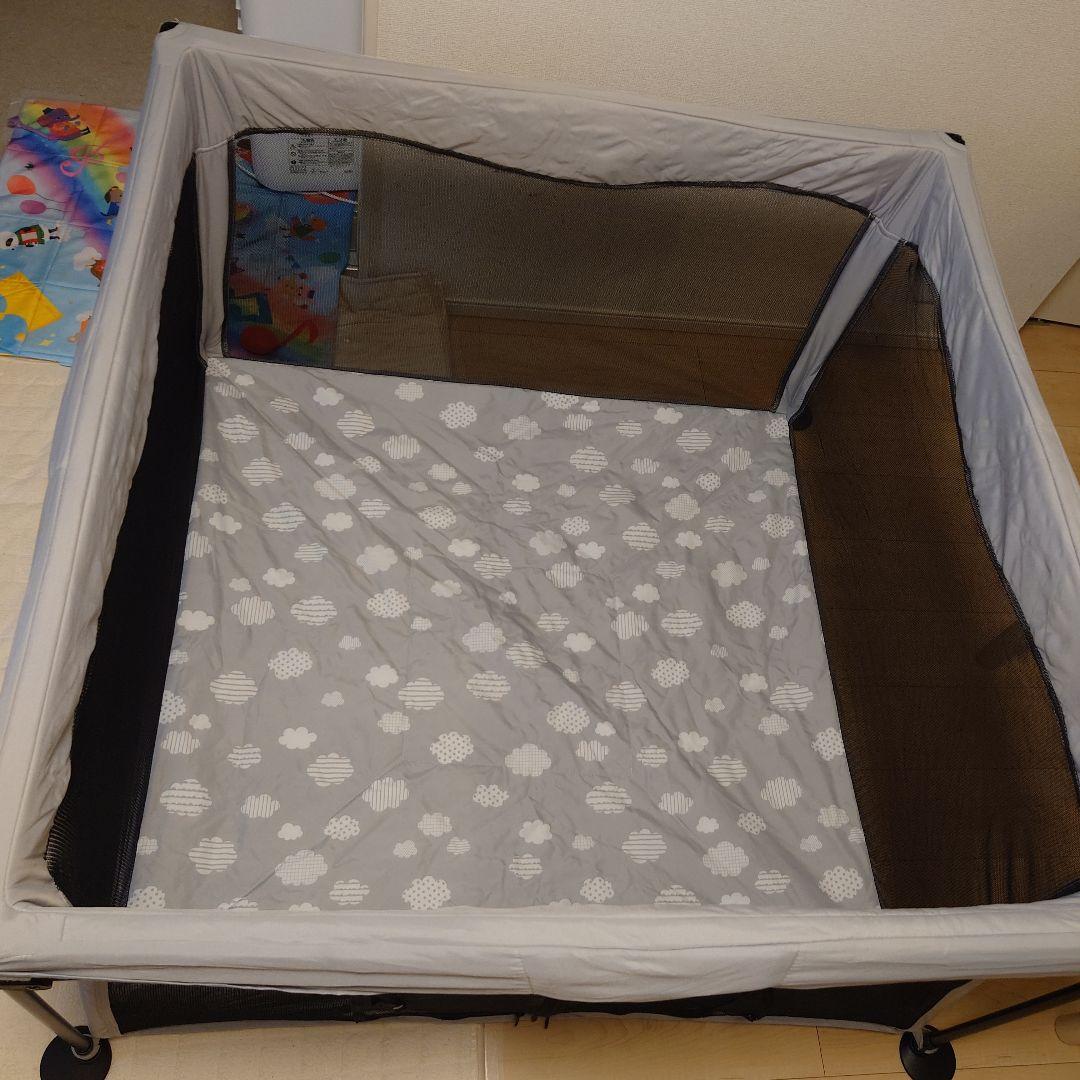 日本育児 洗えて たためる ポータブル ベビーサークル スクエア グレー