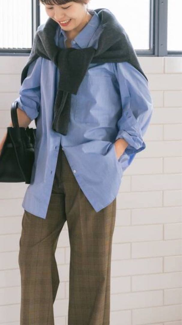 25ssスピック＆スパン50コットンオーバーシャツ ブルー