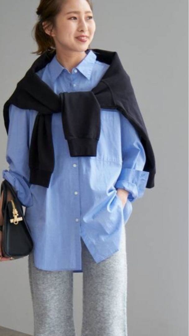 25ssスピック＆スパン50コットンオーバーシャツ ブルー