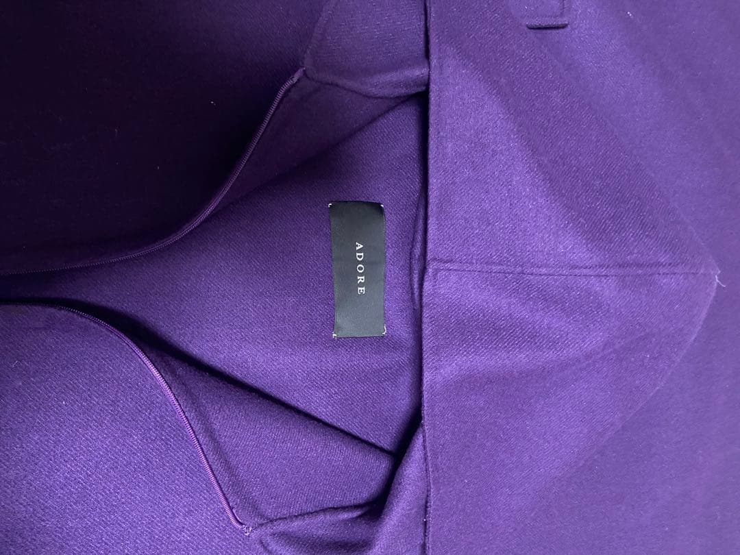 クリーニング済み　フード付きパープル　ロングワンピース ジレ