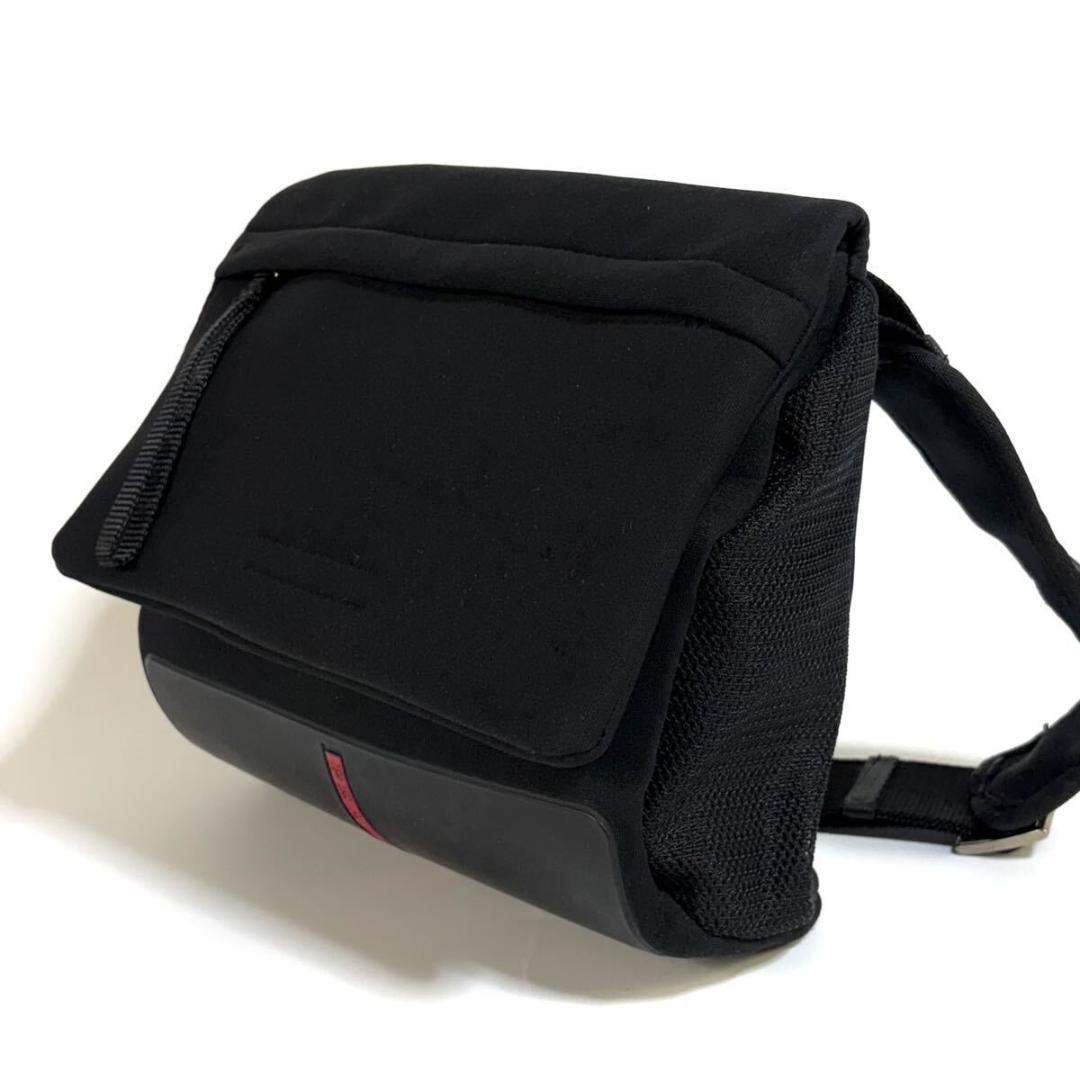 【美品】PRADA ショルダーバッグ ヴィンテージ ブラック レッド イタリア製