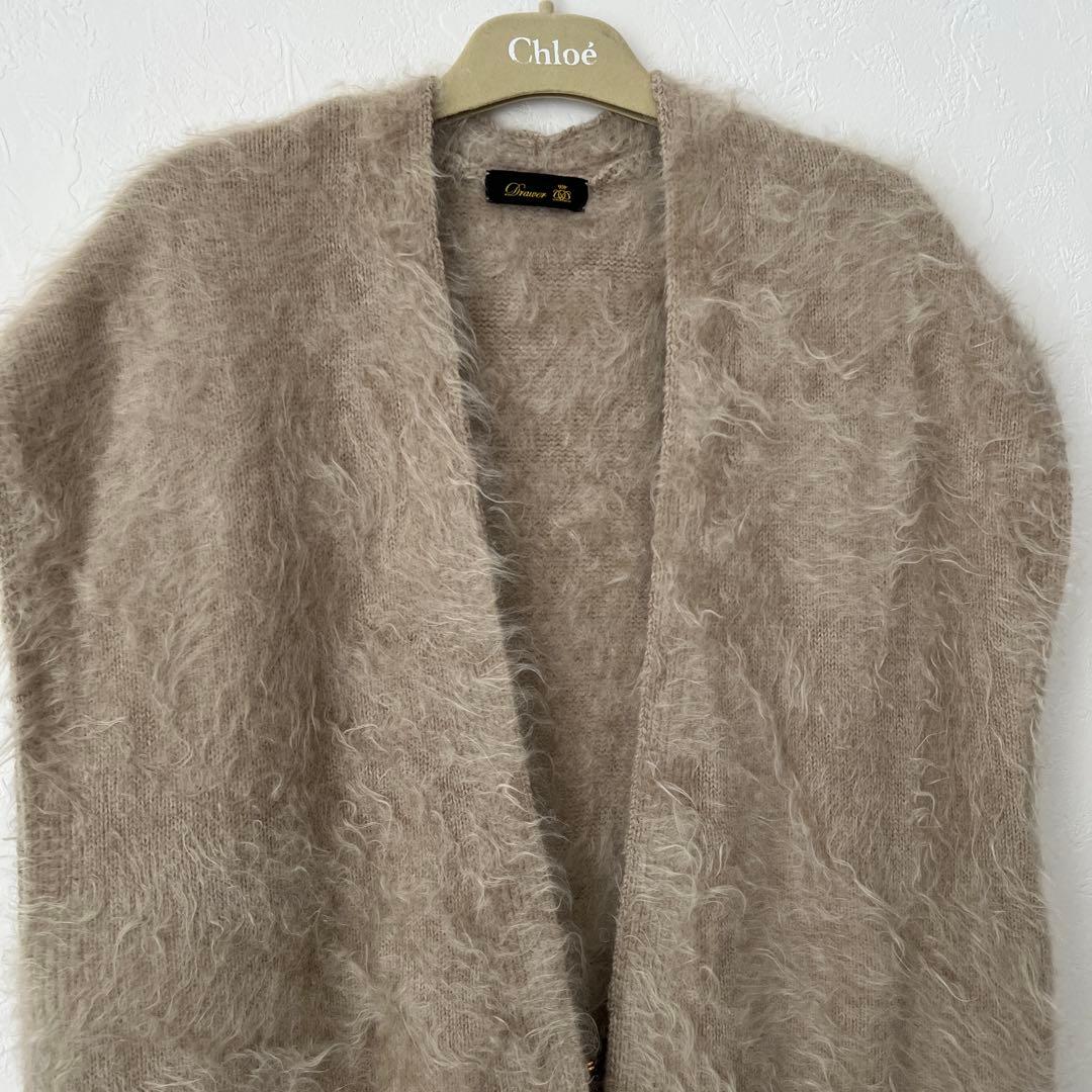 DRAWER カシミヤファーベスト　ベージュ