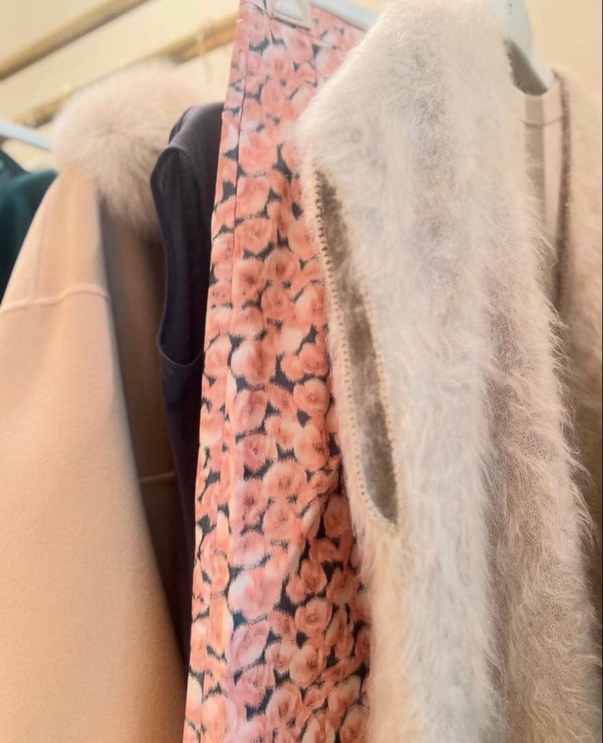 DRAWER カシミヤファーベスト　ベージュ