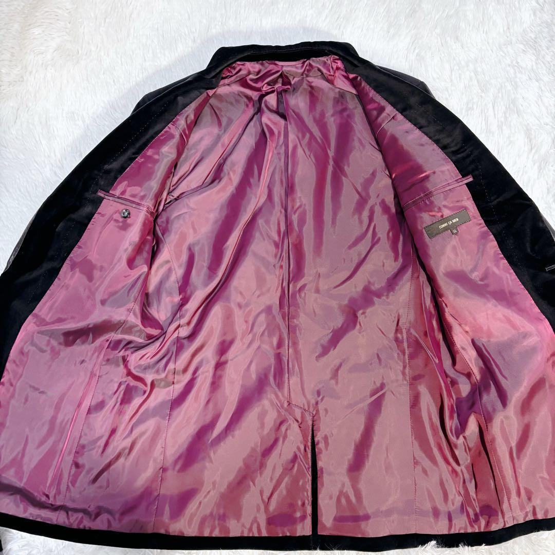 ほぼ未使用LL✨コムサマン テーラードジャケット 羊革 ベルベット メタルボタン