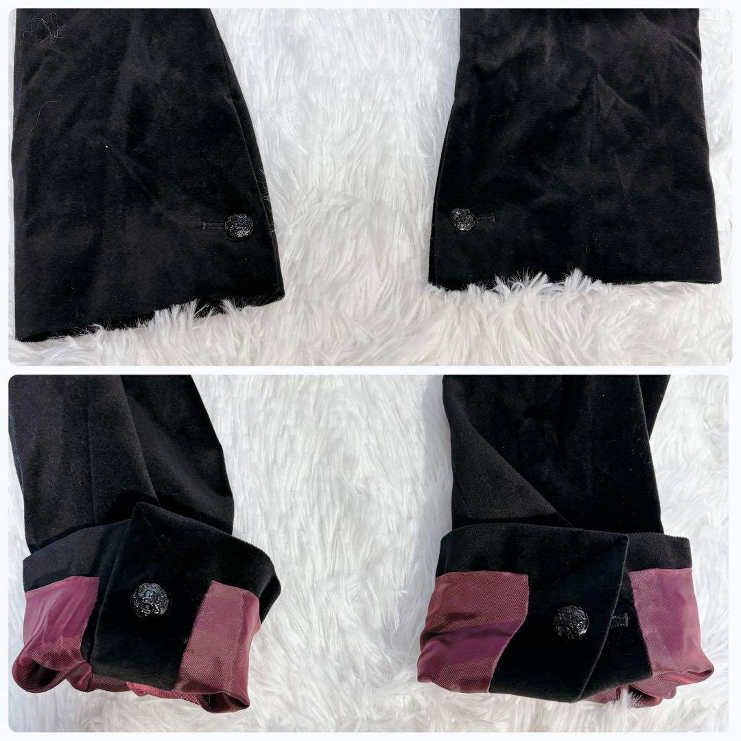 ほぼ未使用LL✨コムサマン テーラードジャケット 羊革 ベルベット メタルボタン
