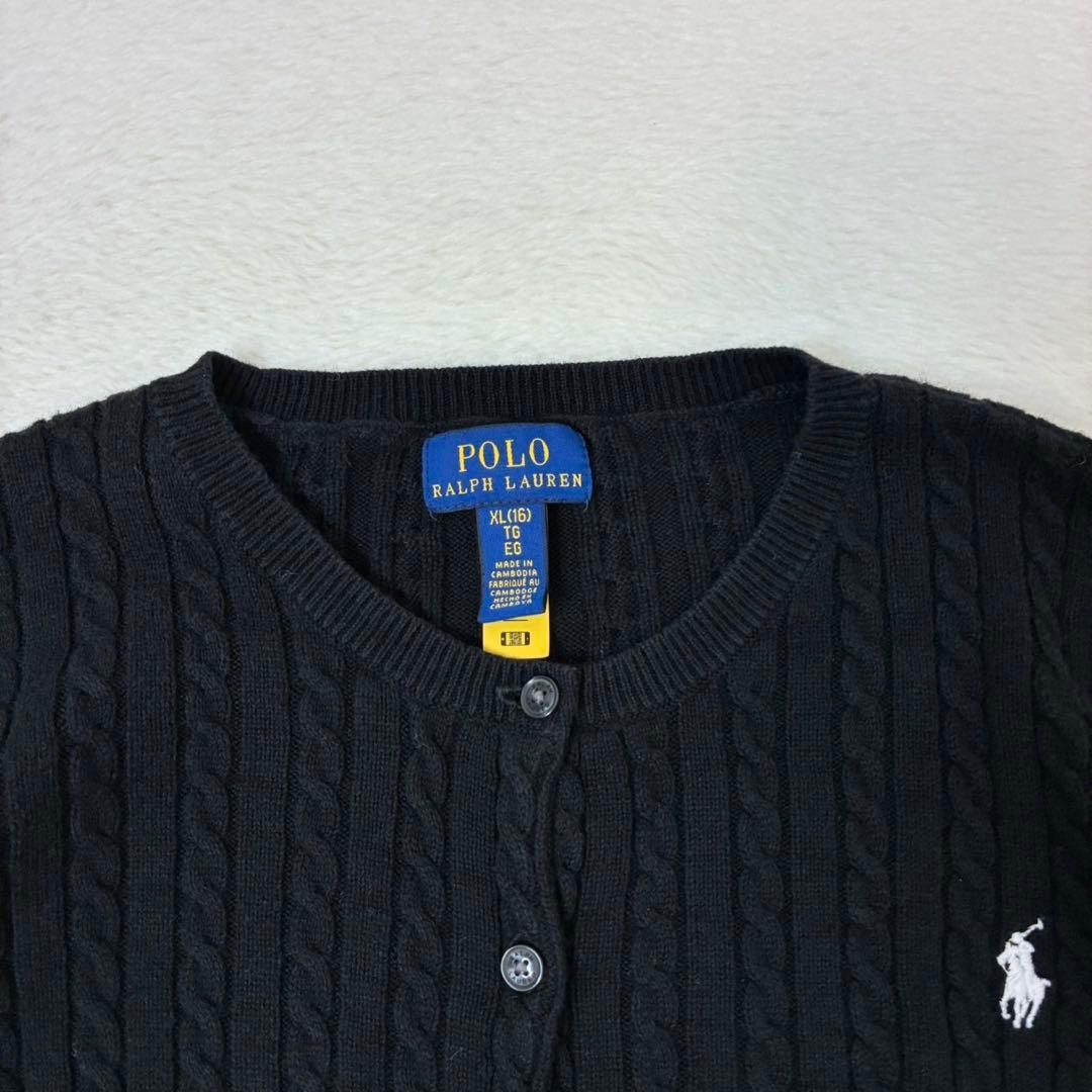 ポロラルフローレン　カーディガン　ブラック　ポニー刺繍　レディースSサイズ相当