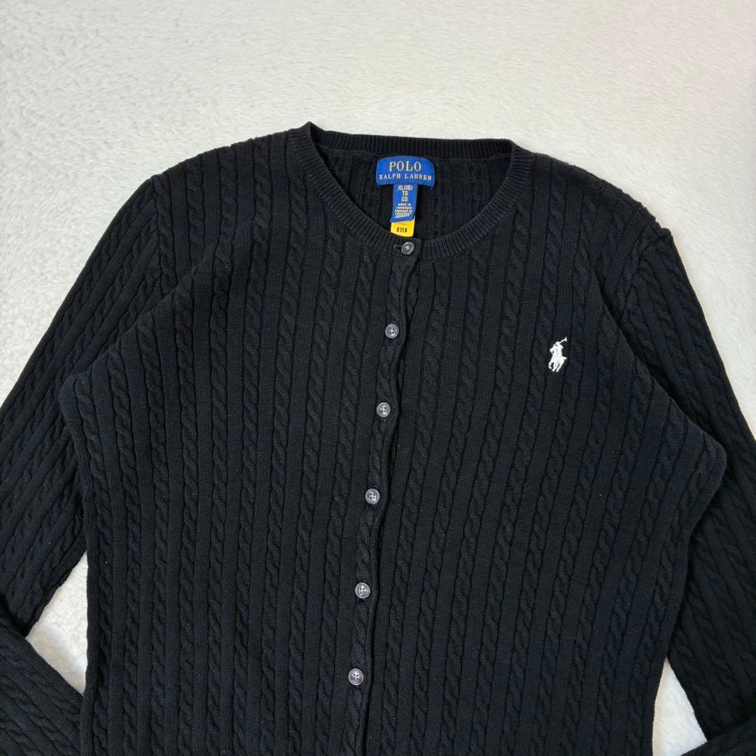 ポロラルフローレン　カーディガン　ブラック　ポニー刺繍　レディースSサイズ相当
