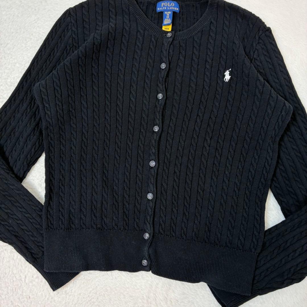 ポロラルフローレン　カーディガン　ブラック　ポニー刺繍　レディースSサイズ相当